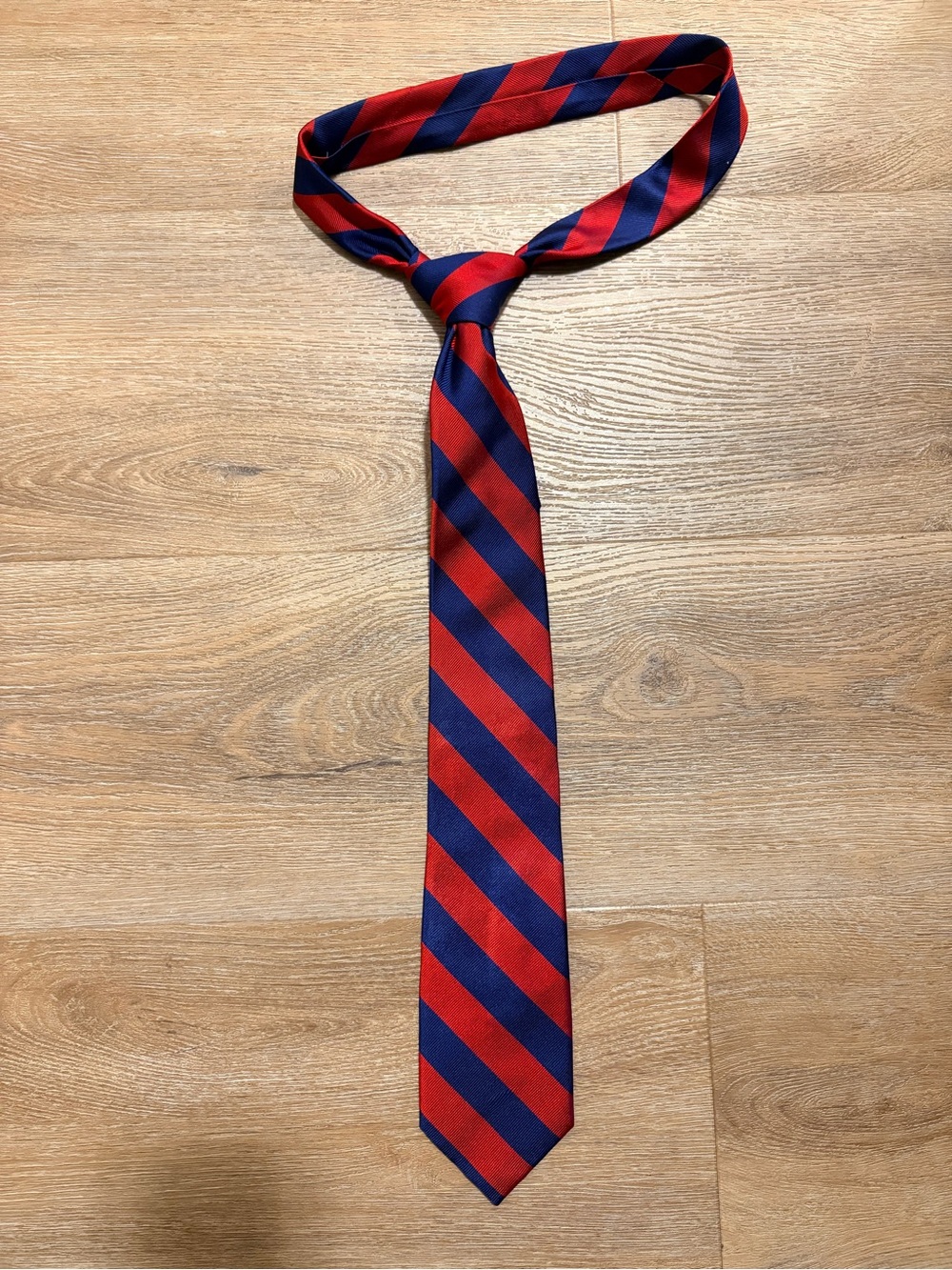 Club Room 100% Silk Tie | Bold Red & Navy Repp Stripe | Classic Wall Street Powe